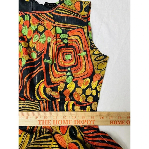 Ashro Dress Size 6 Wearable Art Metallic Mixed Pattern Woven Breathable Classic - Picture 8 of 9